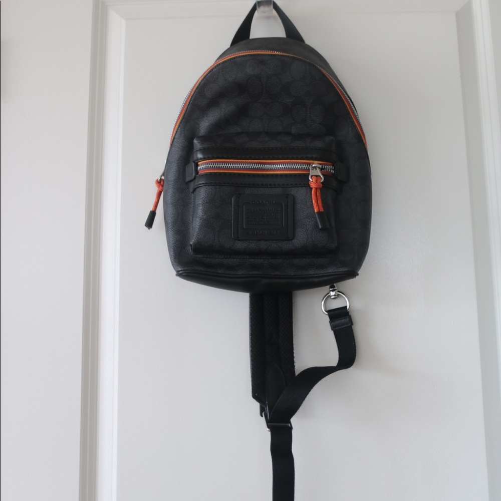 Black Coach crossbody backpack